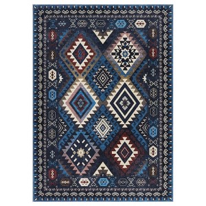 Coolmee  Rug Machine Washable Non-Slip Low Pile Print Pattern Western Rug for Living Room Bedroom Entryway - 1 of 4