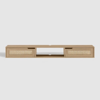 Saracina Home Modern Boho Floating TV Stand for TVs up to 80" with Rattan Doors