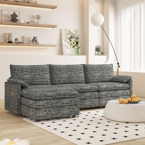 Garvee 108" Modular Sectional Couch, Comfy Cloud Couch with Movable Ottoman, Modern L Shaped Sofa Deep Seat, for Living Room, Apartment, Dark Grey - 1 of 4