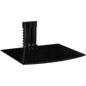 Mount-It! Floating Wall Mounted Shelf Bracket Stand For AV Receiver, Component, Cable Box, PlayStation, Projector | 1 Black Tinted Tempered Glass - 1 of 4
