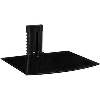 Mount-It! Floating Wall Mounted Shelf Bracket Stand For AV Receiver, Component, Cable Box, PlayStation, Projector | 1 Black Tinted Tempered Glass