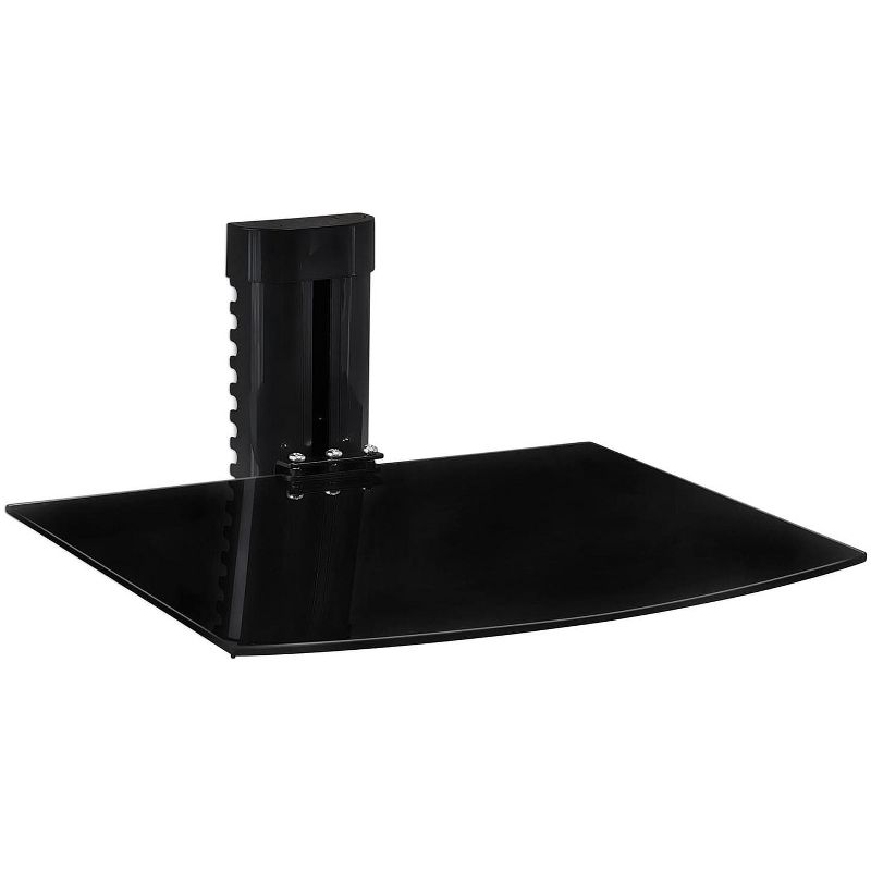 Mount-It! Floating Wall Mounted Shelf Bracket Stand For AV Receiver, Component, Cable Box, PlayStation, Projector | 1 Black Tinted Tempered Glass, 1 of 6
