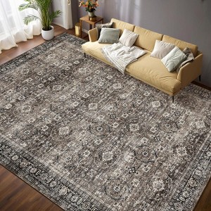 Area Rug Washable Stain Resistant Carpet with Non-Slip Backing Soft Touch Low Pile Floor Cover for Bedroom Living Room Dining Room - 1 of 4