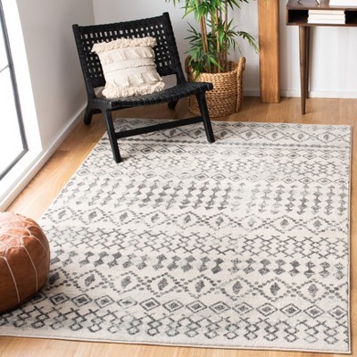 Ivory and Grey Synthetic Hand-knotted 8' x 10' Area Rug