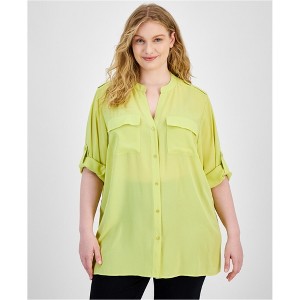 Calvin Klein Womens Chest Pockets Button Down Blouse - 1 of 1