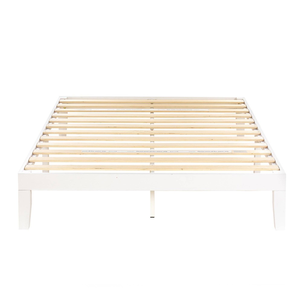 Photos - Bed Best Price Mattress Full 12" Naturalista Classic Solid Wood Platform  White: Mid-Century, Noise-Free Design, Easy Assembl