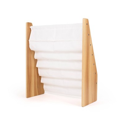 Kids' White and Natural 6-Tier Fabric Book Rack