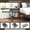 Resenkos Elegant Fabric Drawer Side Table - Sturdy Carved Metal Frame, Chic Multifunctional Nightstand for Living Room Decor, Black & Gray - 2 of 4