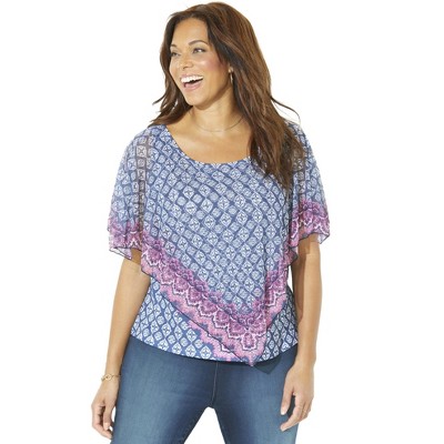 Catherines Women's Plus Size Duster Duet Blouse