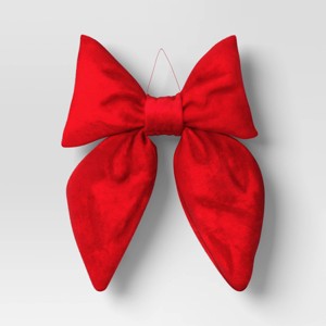 16" Christmas Velvet Bow Decor Red - Wondershop™ - 1 of 3