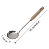 Unique Bargains Kitchen Wooden Handle Durable Dishwasher Safe Soup Ladle 10.4'' x 3'' Silver Tone 1 Pc - 2 of 4