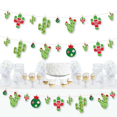 Big Dot of Happiness Merry Cactus - Christmas Cactus Party DIY Decorations - Clothespin Garland Banner - 44 Pc