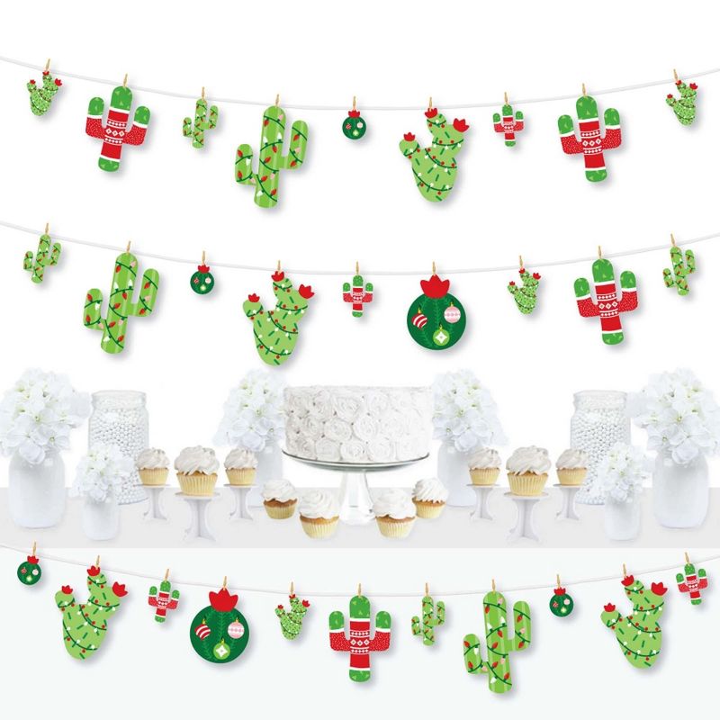 Big Dot of Happiness Merry Cactus - Christmas Cactus Party DIY Decorations - Clothespin Garland Banner - 44 Pc, 1 of 8