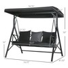CAVINAS 3-Seat Patio Porch Swing,Hammock Swing Bench with Adjustable Canopy&Armrest,Outdoor Swing for Garden&Backyard,660LBS Capacity,Black - 3 of 4
