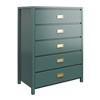 Whisen Kids Dresser with 5 Drawers, Painted MDF, Gold Campaign Handles, Sturdy, Stylish Storage Gift for Kids’ Rooms - Dark Green - 4 of 4