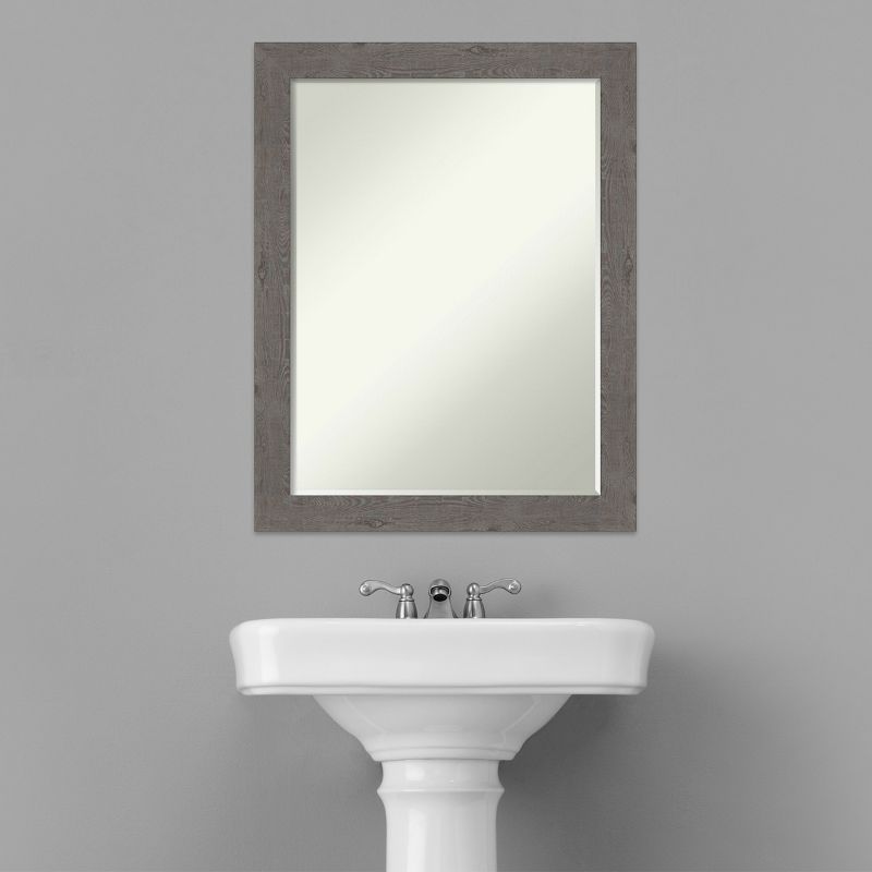 Amanti Art Rustic Plank Narrow Petite Bevel Bathroom Wall Mirror, 5 of 9