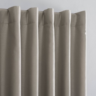 Stone Faux Silk Blackout Back Tab Curtain Panel, 50" x 84"