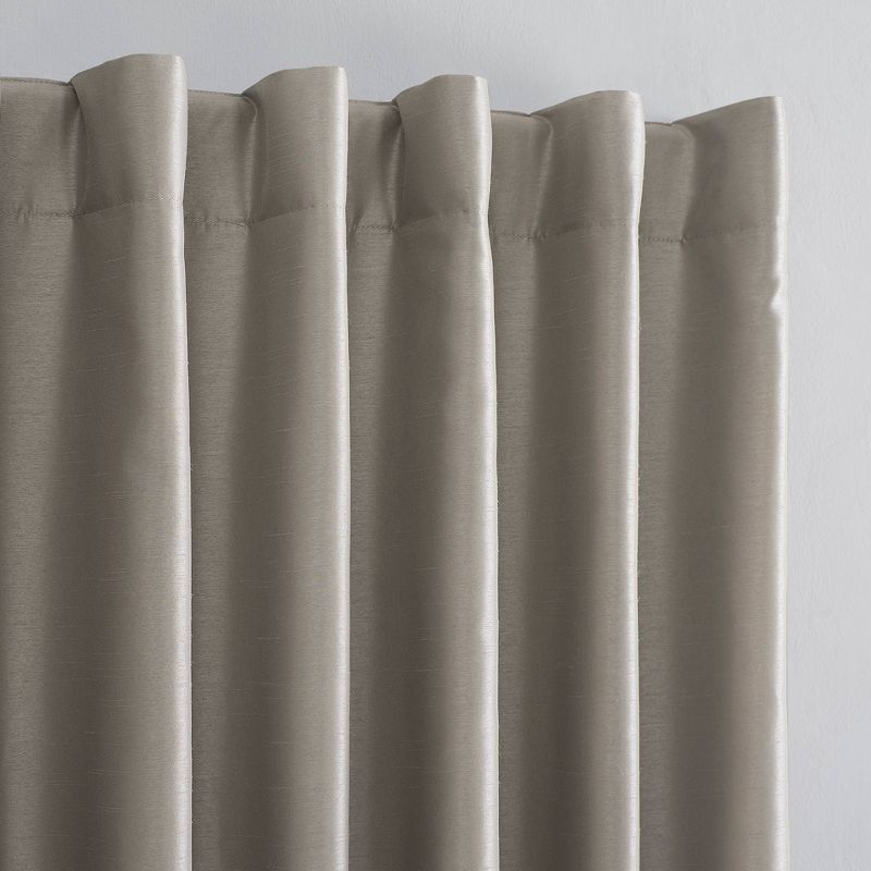 Evelina Faux Dupioni Silk Thermal Extreme 100% Blackout Back Tab Curtain Panel - Sun Zero, 4 of 12
