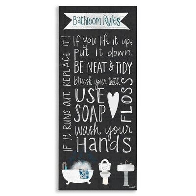 Stupell Industries Bathroom Rules Sign Whimsical Tub Toilet Sink