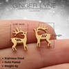 Reindeer Earrings for Women Gold Tone Stainless Steel Stud Butterfly Back by Ginger Lyne - 3 of 4