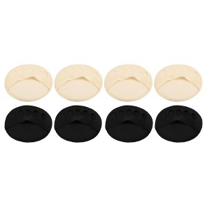 Unique Bargains Women's Soft Fabric Breathable Five Toes Forefoot Pads 2 Black 2 Beige 4 Pairs - 1 of 4