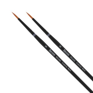 Creative Mark Beste Golden Taklon Round #3 - 2 Pack Artist Brush, Professional Watercolor Brushes, For Acrylic Painting, Short Handle, Sharp Edges, - 1 of 4