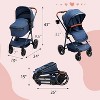 TackView Stroller for Newborn, Convertible Baby Pram with Reversible Seat and One-Hand Fold, Adjustable Backrest & Canopy, Blue - 3 of 4