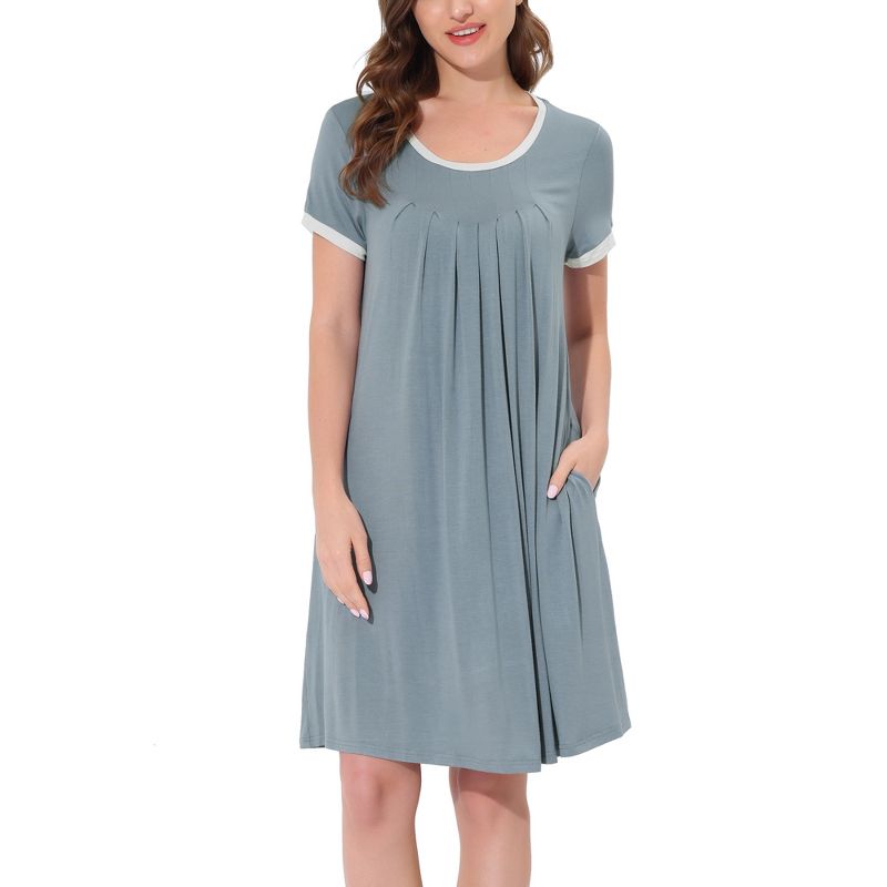 cheibear Womens Sleepwear Lounge Dress Summer Pajama Nightgown, 1 of 6