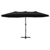 vidaXL Outdoor Sun Parasol with Aluminum Pole - UV Protecting Garden Umbrella with Anti-Fade Polyester - Crank System, Extra-Large, Black - 2 of 4