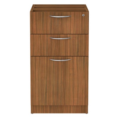 Modern Walnut Lockable 3-Drawer Legal Size Pedestal File Cabinet