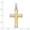 Black Bow Jewelry Men's 14k Yellow Gold & White Rhodium Hollow 3D Cross Pendant - 4 of 4
