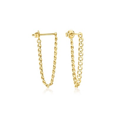 RS Pure by Ross-Simons 18kt Gold Vermeil Curb-Link Drop Earrings