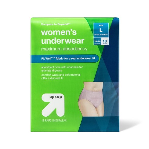 Incontinence Underwear For Women - Unscented - Maximum Absorbency - L -  18ct - Up & Up™ : Target