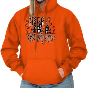 Happy Halloween Ville Haunted Houses Hoodie Sweatshirt Women Brisco Brands - 1 of 4