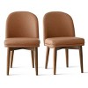 Modern Dining Chair Set of 2, Upholstered Accent Side Chairs with Double Cushion Seat and Solid Wood Legs in Walnut Finish-Tanpinhause - 4 of 4