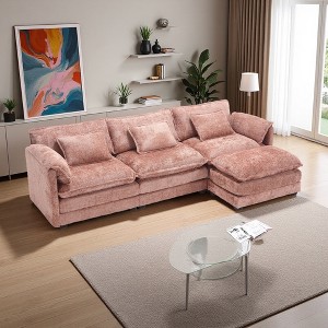 112" Modern L-Shaped Sectional Sofa with Movable Pedals & Detachable Armrests - 1 of 4
