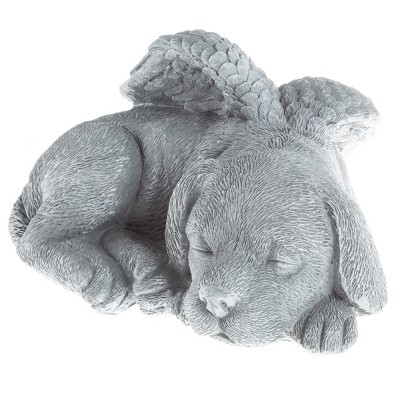 Nature Spring Sleeping Angel Pet Memorial Statue - Dog Remembrance Grave Marker Stone Figurine - 9" x 7" x 5"