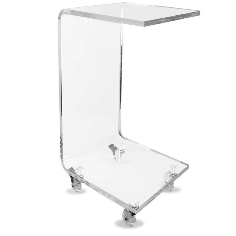 Designstyles Luxurious Acrylic C Shaped Table with Wheels, Beautiful Living Room Decor, Perfect For Sofas and Beds, 4 of 5