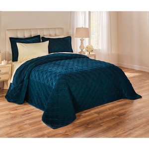 BrylaneHome Velvet Diamond Quilted Bedspread - 1 of 1