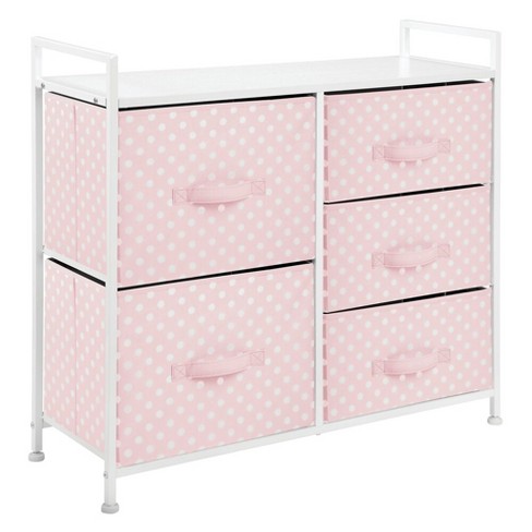 Mdesign Wide Dresser Storage Organizer Unit 5 Drawers 32 6 W Pink White Target