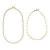 Adornia 14k Gold Plated 10" Tennis and Paperclip Chain Anklet Set - 2 of 3