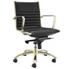 HomeRoots Black and Gold Steel and Faux Leather Adjustable Swivel Rolling Conference Office Chair - 4 of 4