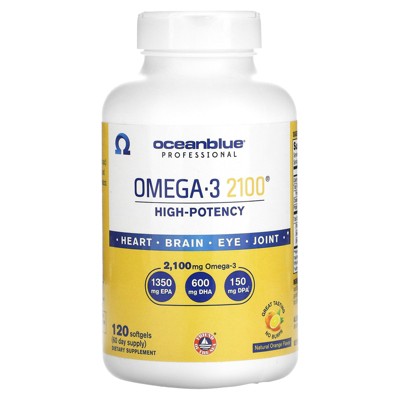 OceanBlue Professional, Omega-3 2100, High Potency, Natural Orange, 2,100 mg, 120 Softgels (1,500 mg per Softgel)