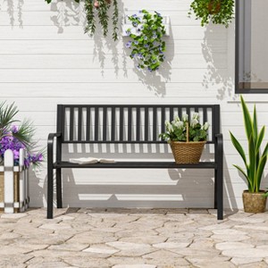 VYNXARIA Outsunny 50" Outdoor Garden Bench - Stylish Metal Patio Seating for Two - 1 of 4