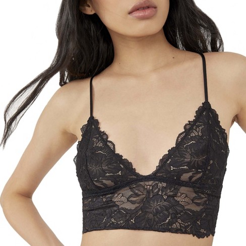 Free People Intimately FP Women's Everyday Lace Longline Bralette in Black,  Size Small