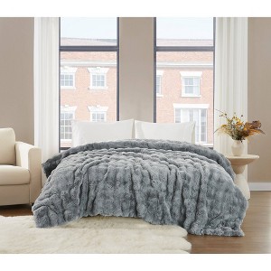 Brooklyn Loom Twin/Twin XL Bubble Faux Fur Blanket Gray - 1 of 4