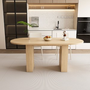 PAGED Extendable Dining Table Modern Round Kitchen Table with X-shaped Base, 42-59" Living Room Table for 4/6 Person, Space Saving - 1 of 4