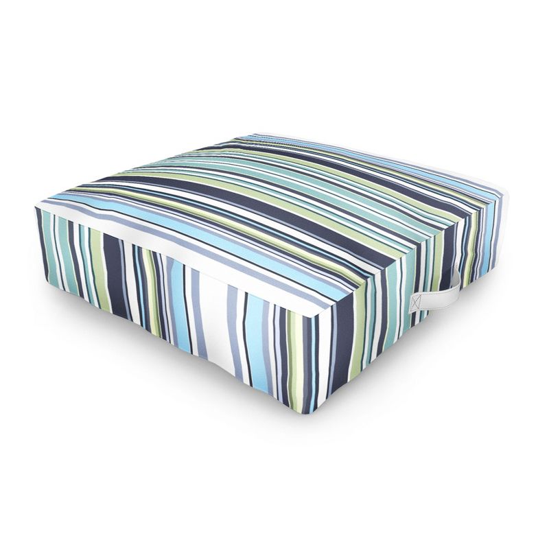 Sheila Wenzel-Ganny Lavender Mint Blue Stripes Outdoor Floor Cushion - Deny Designs, 1 of 3