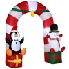 Outsunny 9ft Christmas Inflatables Outdoor Decorations Candy Cane Archway with Penguin Snowman Sit on Gift Box, Blow-Up LED Yard Christmas Decor - 4 of 4