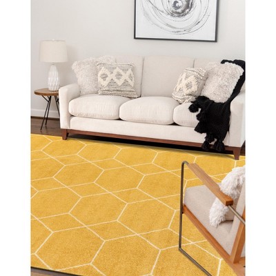 Bright Yellow 4' x 6' Trellis Synthetic Rectangular Rug